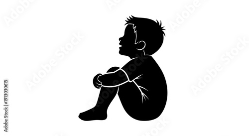 Newborn Baby Silhouette with Umbilical Cord.