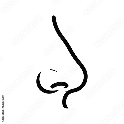 Vector illustration icon simple black silhouette of a human nose