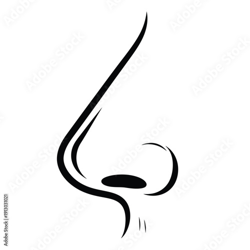 Vector illustration icon black silhouette of a nose blowing