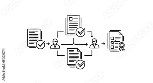 Business Process Workflow and Approval System Illustration.