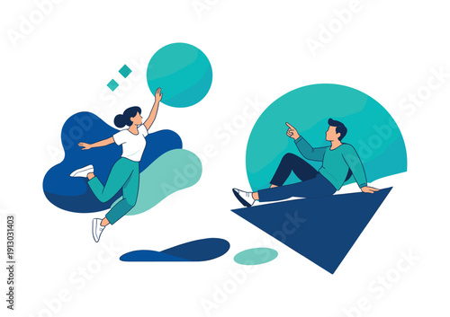   Minimalist maximalism concept. Empty space used as a frame for bold color splashes and