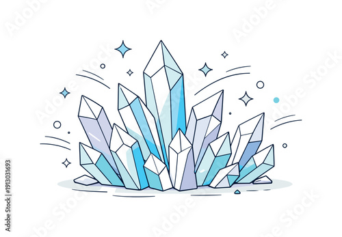 Ice crystal textures. Abstract ice shards arranged rhythmically, suggesting natural order and frozen elegance. Gentle motion lines add a