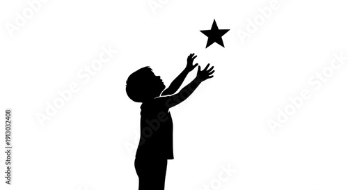 Silhouette of a Child Reaching for Star.