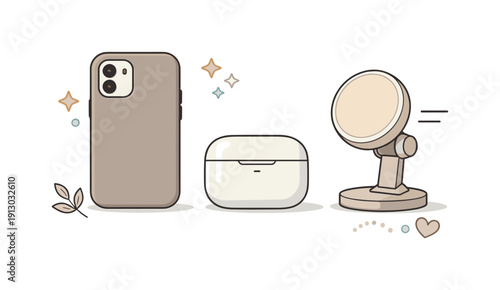 Neutral Tech Harmony. Neutral tech accessories. A group of phone