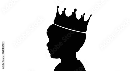 Silhouette of a child wearing a crown.