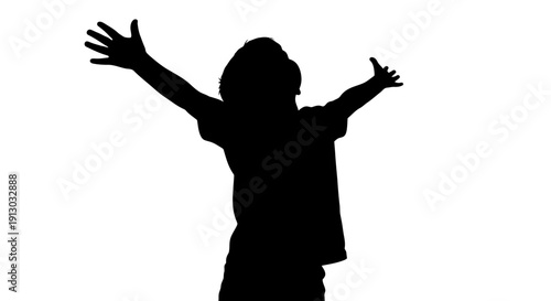 Silhouette of a Child with Arms Outstretched.