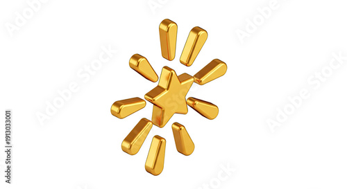 Golden Walmart Spark Logo 3D Render on White Background.