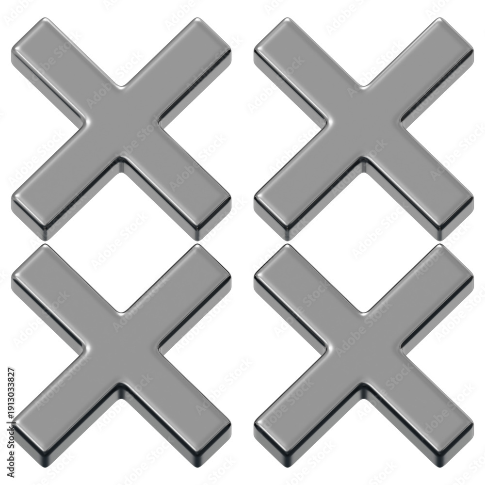 Obraz premium 3D Chrome Cross Grid Minimal Abstract Geometric Pattern