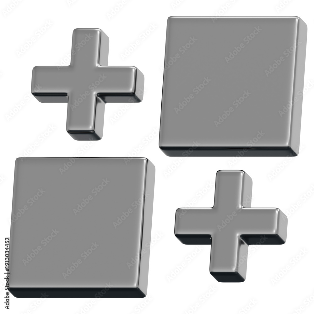 Obraz premium 3D Chrome Plus Square Minimal Geometric Composition