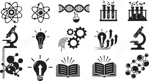 Science and technology icons for education and research purposes