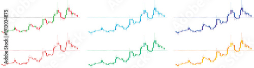 Candlestick stock market trading chart vector set