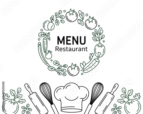 Culinary background design, featuring kitchen tools, ingredients, and cooking elements, ideal for restaurant menus, recipe books, food blogs, catering promotions, and hospitality branding projects
