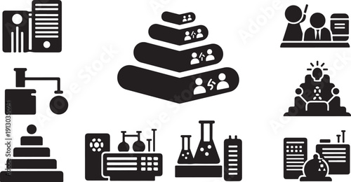 Business icons for company growth and development strategy