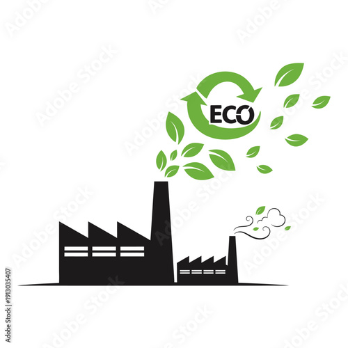 Eco friendly industrial factory concept.