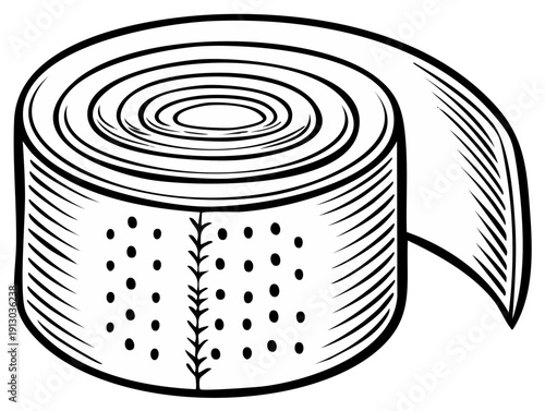 Rolled adhesive medical tape illustration with dotted pattern and stitched seam details