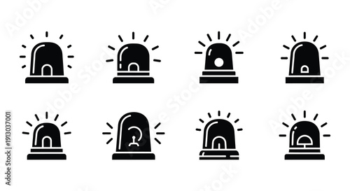 Line art icons depicting various emergency warning and alert signals
