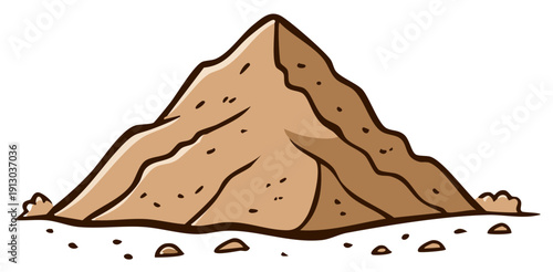 Simple brown cartoon illustration of a pile of dirt or sand isolated for construction or gardening projects