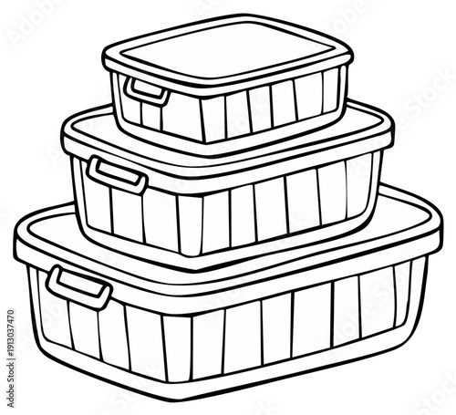 Storage Bins Stacked Outline Style Plastic Containers for Organization Organizing