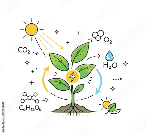 Plant sunlight absorption. A healthy plant reaching toward gentle sun rays, visualizing photosynthesis and natural energy flow in a calm