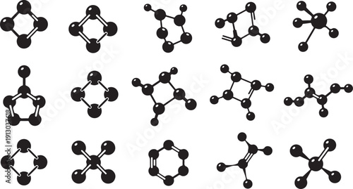 Molecular structures in chemistry and science illustration set