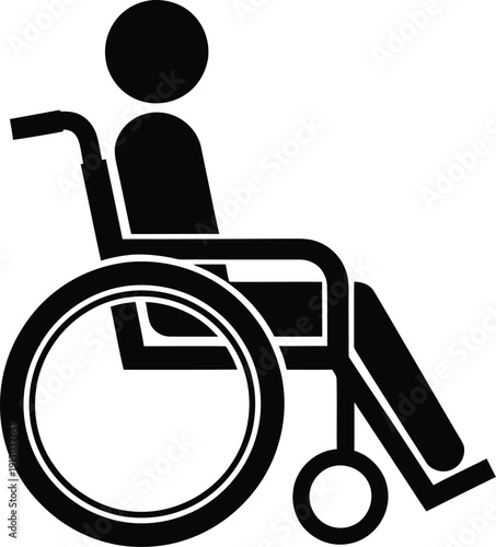 Black and white icon of a person in a wheelchair
