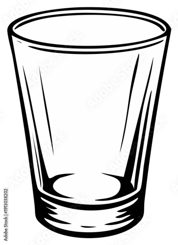 Simple empty clear drinking glass for beverages and liquids