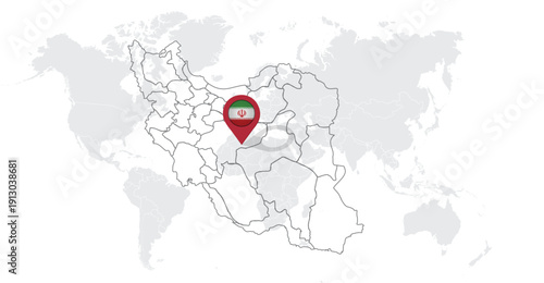Iran flag icon design with map outline