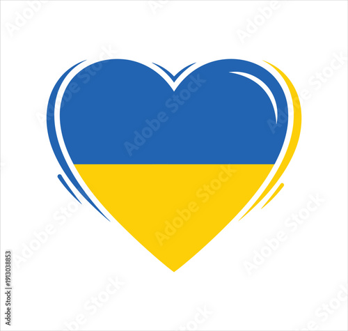 Free Download Blue Yellow Ukraine Heart Flat Vector Illustration - GFXLoad