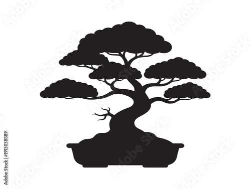 Ornate decorative bonsai silhouette collection for gorgeous Asian inspired designs