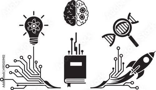 Innovation and Technology Concepts with Brain and Lightbulb Ideas