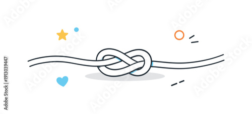    Everyday string and knot. A loosely tied knot in a thin string resting on a table or wrapping a small object. Simple utility and soft texture