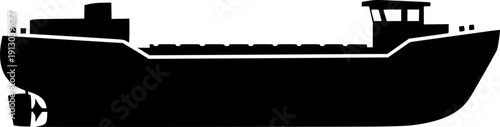 barge silhouette line art vector illustration with a white background
