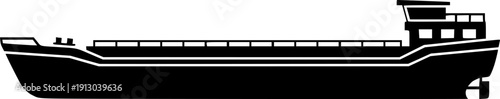 barge silhouette line art vector illustration with a white background
