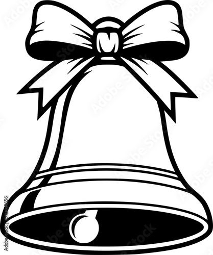 christmas bell silhouette line art vector illustration with a white background

