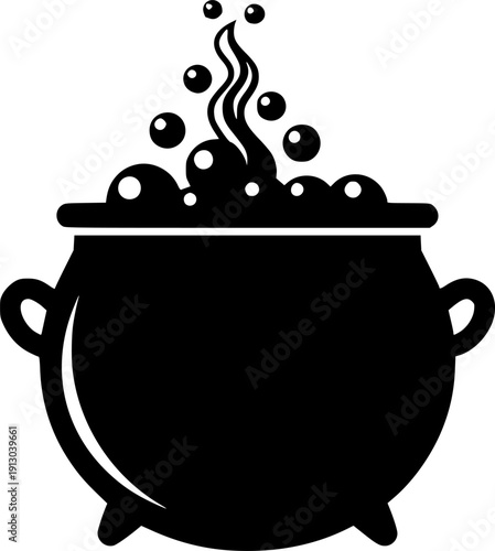 cauldron with bubbles icon silhouette line art vector illustration with a white background
