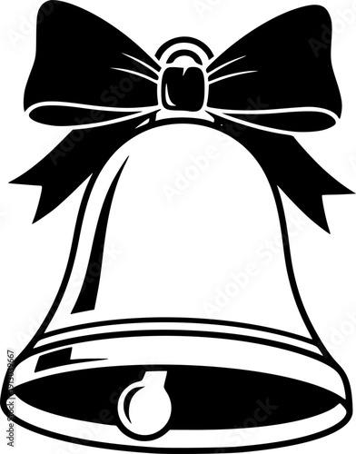 christmas bell silhouette line art vector illustration with a white background

