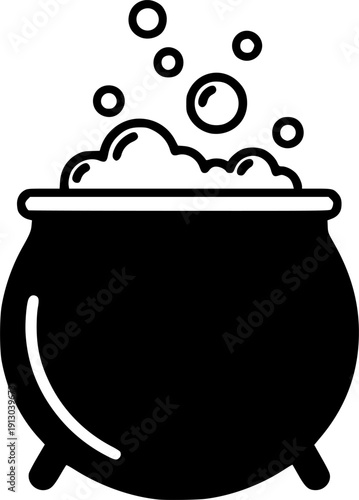 cauldron with bubbles icon silhouette line art vector illustration with a white background
