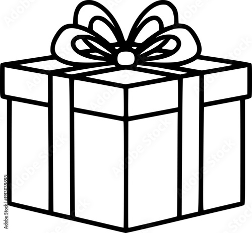 gift box silhouette line art vector illustration with a white background
