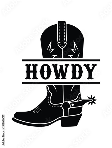 Howdy Western Boot Vintage Cowboy Design