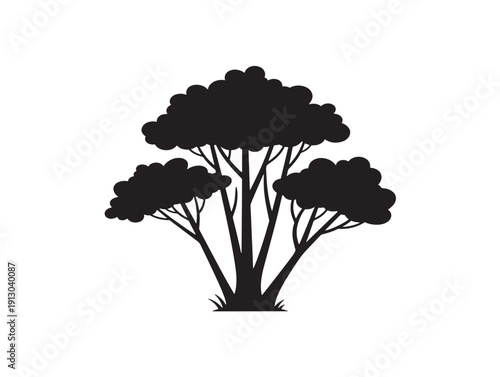 Organic wild tree cluster silhouette for gorgeous woodland wilderness illustrations