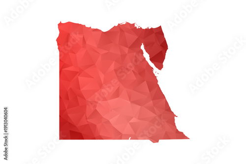 Egypt Map - Polygon Style Vector Illustration in Red Gradient, Low Poly Geometric Design, Isolated on White Background, Perfect for Infographics, Reports, and Educational Materials.