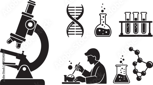 Scientist working with microscope and laboratory equipment in lab