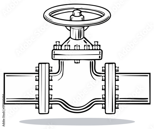 Industrial Pipe Valve Illustration