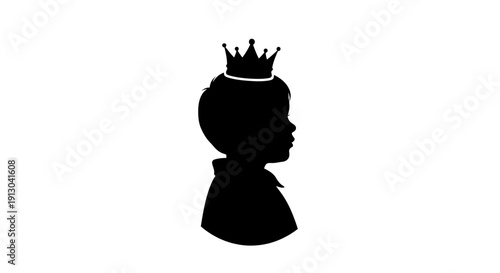 Silhouette of a Princess Wearing Crown.