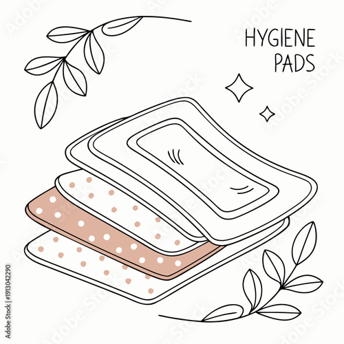 Stack of clean hygiene pads for feminine care.