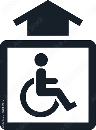 Accessible directional sign with handicap symbol