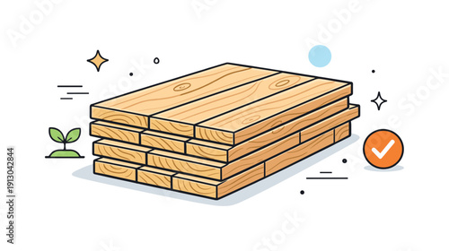 Minimalist Wooden Planks. Wood plank. A calm editorial scene showing clean wooden planks neatly stacked and aligned, highlighting natural texture and order.