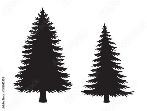 Elegant pine forest silhouette collection for nice nature compositions