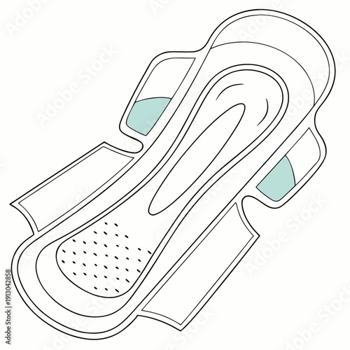 Sanitary Napkin Side View Isolated Vector