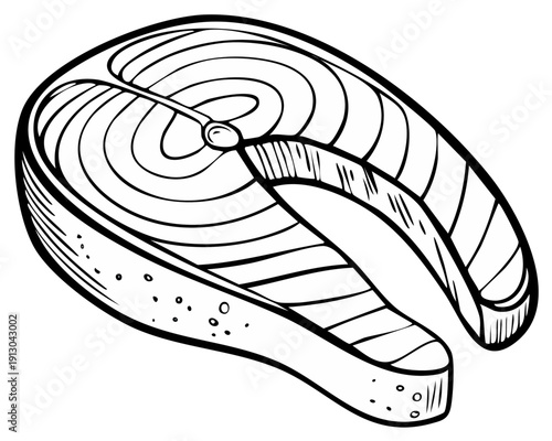 Illustration of fresh salmon steak cut isolated